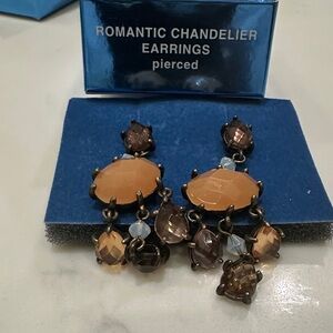 Avon Chandelier Earrings in Brown and Gold-vintage
